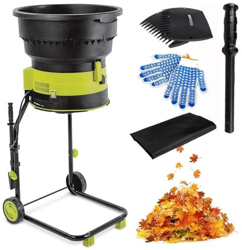 Electric Garden Shredder, Silent Bladeless Design with Adjustable Cutting Size and Transport Wheel for Easy Mobility, Ideal for Yard Waste Management