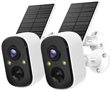 KVBRUI Telecamera di Sicurezza Wi-Fi da 3 MP con Batteria e Pannello Solare, Telecamera IP di sorveglianza for Esterni con rilevamento di Persone e Audio bidirezionale(2pcs WiFi Camera)