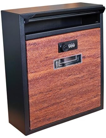 Fenteer Wall Mounted Mailbox, Post Box with Combination Lock Waterproof Metal Letterbox for Envelopes Gate Outside Office Residential