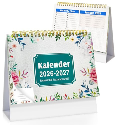 Tischkalender 2026-2027, Stehkalender 2026, Monatskalender | kalender 2026, Tischkalender Planer mit Monatsansicht, Monatsplaner, für Büro oder Zuhause