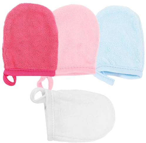 GALPADA Moufles de Nettoyage du Visage Faciles à Nettoyer et Pratiques en Microfibre Lot de 4 Exfoliant et Démaquillant Réutilisable Couleur Aléatoire Soin Quotidien du Visage