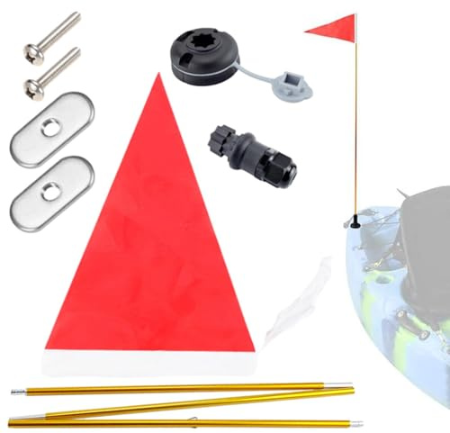LearnLyrics Foldable Kayak Flagpole - Lightweight Track Mount, Portable Safety Flag, DIY Boat Accessory, Easy Installation Kit | Kayak Canoe Yacht Watercraft Flag Pole for Outdoor Recreation Travel