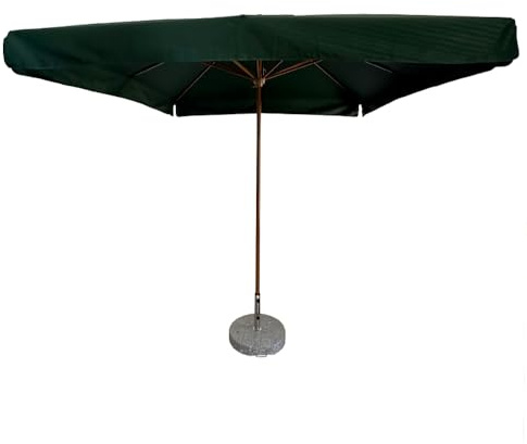 TEMPO STYLE VOMERO ombrello per esterni mt 3x3 - Ombrellone da Giardino Professionale in Alluminio, Parasole da Esterno, Ombrello da Stabilimento Spiaggia (Verde/Legno Noce)
