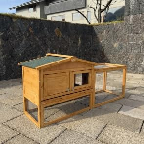 Gallinero y Conejera De Madera Exterior 60, con Zona De Carrera, Techo Asfáltico Impermeable, Bandeja Extraíble, Cercado Metálico, para Jardín y Patio