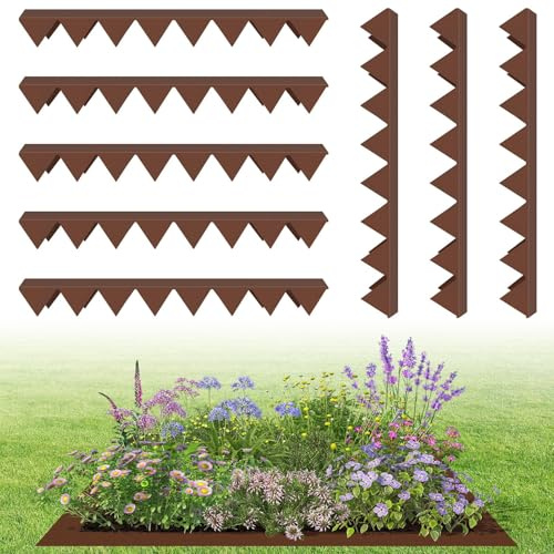 wowspeed 16Pezzi Bordura per Giardino in Acciaio Corten, Bordura per Aiuola Altezza 5cm, Bordo per Aiuole Flessibile, Bordure per Aiuole, Bordi per Aiuole Giardino per Cortile Prato Orto 53.7*9.7*5cm