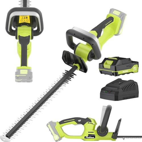 20V Akku Heckenschere Set mit 2.0Ah Batterie & Schnellladegerät – 51cm Antirost-Doppelmesser, 2,6kg Leichtgewicht für Frauen & Senioren, 3-Punkt-Sicherheitsschalter für Garten Busch & Sträucher