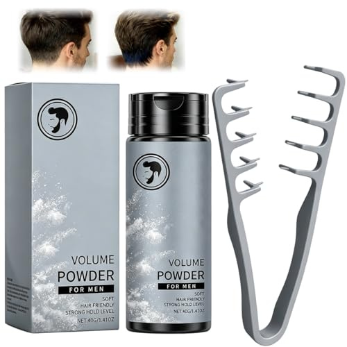 Texturpuder für Männer mit Textur Kamm – Mattes Haarpuder für Volumen & Starken Halt, Fluffy Hair Powder Styling Puder Männer, Volumenpuder Haare 40g, Haarstyling-Pulver Set