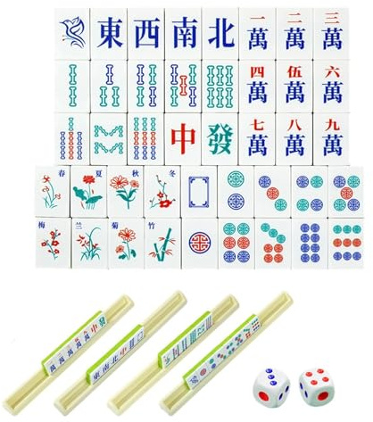 Generico Set Gioco Mahjong,Gioco Portatile Divertente Per Famiglia - Mini Set Classico Mahjong | Per Donne Uomini Riunioni Familiari Feste Campeggio All'Aperto Piscina Golf Montagna Compleanno