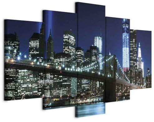 murando - Leinwandbild New York 200x100cm, 200x100 cm, 5-teilig, Wohnzimmer | Hochwertige Leinwand, sofort aufhängbar, ideal fürs Wohn- oder Schlafzimmer, wasserfest und lichtecht, langlebig, stilvoll