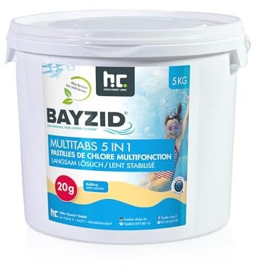 Höfer Chemie 5 in 1 Multitabs Pool 20g - 2 x 5 kg - Chlortabletten für Pool 20g - 5-Phasen Pflege & Reinigung - Made in Europe - Für kristallklares Poolwasser