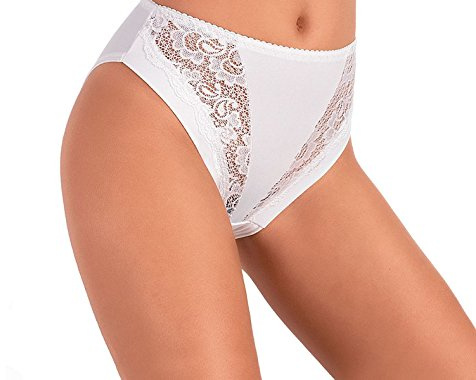 JADEA -Slip Vita Alta Donna in Cotone Modal Art. 788 Bianco e Nero - Confezione da 6 Pezzi - con Inserti in Pizzo
