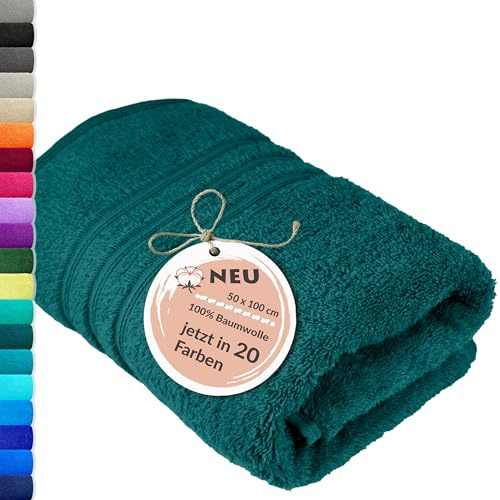 Lashuma Baumwollhandtuch 50x100 cm, London Flauschiges Frottee Kinderhandtuch Grün - Opal