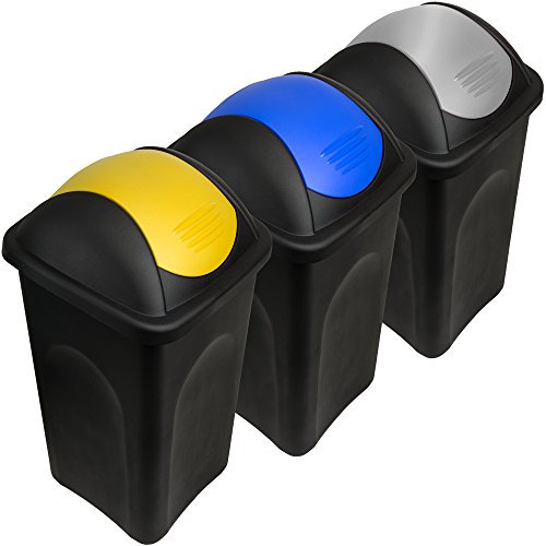 Stefanplast 3X Abfalleimer 60L Schwingdeckel Versch. Farben Mülltrennungssystem Kunststoff Küche Mülleimer Abfallbehälter