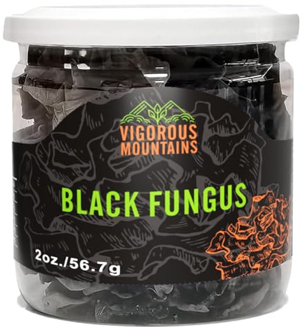 VIGOROUS MOUNTAINS Dried Black Fungus Woodear Mushrooms for Cooking 56.7g | Firm, crisp texture after rehydration Ideal for stir‑fry, salad, hot pot & Asian‑style soups