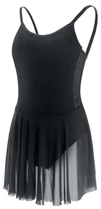 Daydance Skirted Black Women's Leotards for Ballet, Dance, Gymnastic, Aerial Yoga