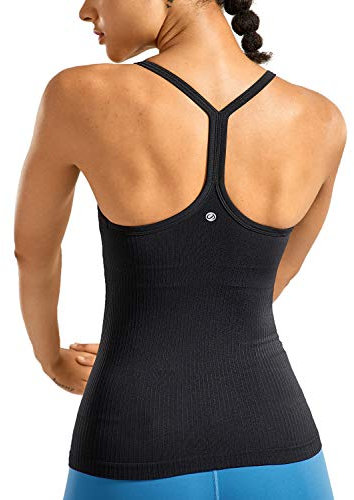 CRZ YOGA Damen Sport Tank Top Racerback Ärmelloses Shirt Sommer Leichte Yoga Tops Elastische Fitness Oberteile Schwarz 38
