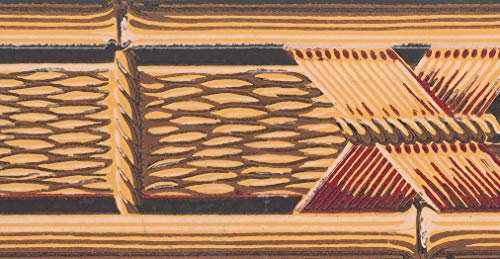 Dundee Deco BD6128 abstrakte Tapeten Bordüre – abstraktes Gelb, Braun, Kastanienbraun, Korbgeflecht, Wandbordüre, Tapetenbordüre Retro-Design, 4,57 m x 8,89 cm