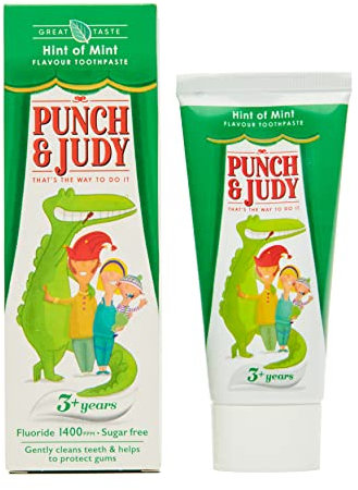 Punch & Judy Kids Toothpaste - Hint of Mint Flavour, 3+ Years, Fluoride, Sugar Free 50ml (Pack of 1)
