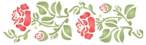 Rosen-Bordüren-Schablone, 50,80 x 15,24 cm (L) – Naïve Border Rose Flower Schablonen Schablone zum Malen