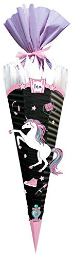 Ursus 9870016 - Bastelset Easy Line Einhorn, 6-eckig, aus vorgestanzter 3D-Colorwellpappe 260 g/qm, 68 cm, Durchmesser ca. 20 cm, zum Basteln Einer individuellen Schultüte, bunt