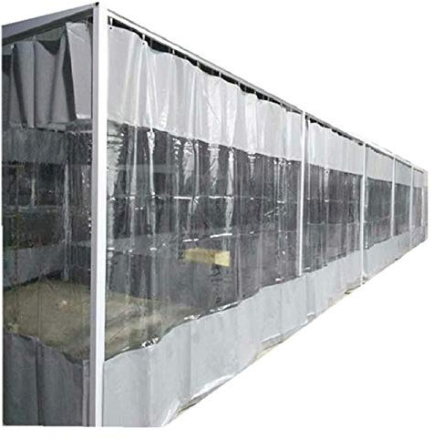 AMDHZ Rideau Plastique Transparent Terrasse PVC 0,5mm Rideau Pergola Extérieur Coupe-Vent Étanche Périphériques de Terrasse avec Oeillets Utilisé pour Extérieur, Jardin, Garage, Balcon, Pergola