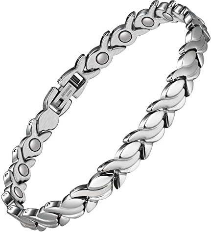 Jeracol Titanstahl magnetische Armbänder für Frauen, magnetische Brazaletes mit 3500 Gauss Magneten, verstellbares magnetisches Handgelenkband mit Entfernungswerkzeug und Schmuck Geschenkbox