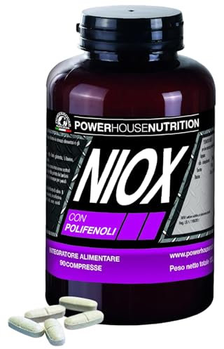 L-arginina - Ossido Nitrico, NIOX con Polifenoli Powerhouse Nutrition, Intregratore Acetil Cisteina, Tè verde e Taurina, Favorisce Vascolarizzazione, Definizone, Energia, Made in Italy, 90 Compresse