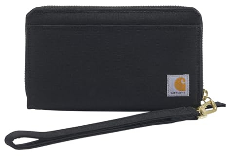 Carhartt Portafogli in tela resistente da donna, disponibile in diversi stili e colori, anatra di nylon, pochette piatte (nero), taglia unica