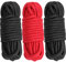 Cosymate Lot de 3 cordes en coton doux tout usage avec nœud torsadé - 8 mm de diamètre - 10 m de long - 1 rouge et 2 noirs