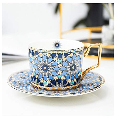ZJCNHY Tasse de café Marocaine et Soucoupe en céramique Cappuccino après-midi Tasse de thé 250ml Service à Café 601 (Color : Morocco E)