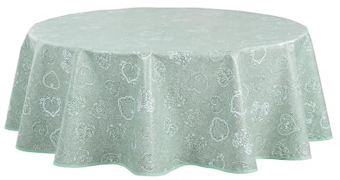 Home Direct Wachstuch Tischdecke Wachstuchtischdecke Abwaschbar Rund 140 x 55 cm Salbeigrün
