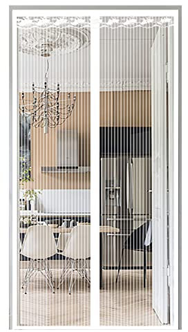 Timizi Magnetic Fly Screen Door 110x270cm, with Heavy Duty Mesh Curtain Close Automatically Super Strong Fly Mesh Keeps Bugs Out, for Balcony Door, Bedroom, Kitchen. - White