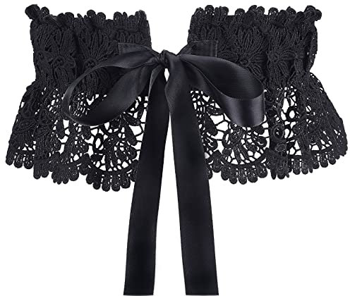 GORGECRAFT Elastischer Breiter Gürtel Schwarz Dehnbar Durchbrochene Bestickte Spitzentaille Kleidergürtel Mit Verstellbarem Schleifenbund Zum Binden Für Damen Hochzeit Kleider Kleidungszubehör