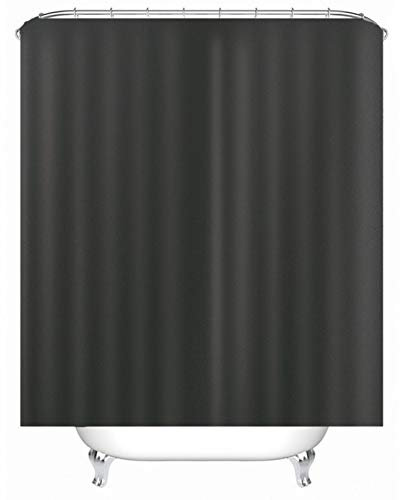 EHOMERY Duschvorhang Von Oben Duschrollo Für Badewanne Ohne Bohren Monochromes Design Polyester Schwarz Rostfreie Ösen Und 12 Hakenringe, 160X180Cm