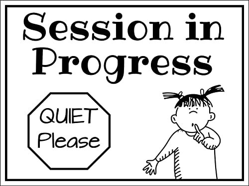 Señal De Advertencia, Sesión En Progreso Silencio Por Favor Señal Advertencia Impermeable Placa Metal Retro Cartel Metálico Para Garaje Oficina,20X30Cm