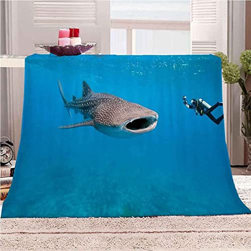 okoikfc Kuscheldecke Flauschig 220x240 cm 3D Wasserlebewesen Decke Fleecedecke - Wohndecke, Sofadecke XXL, Decke Couch Blanket, Kuscheldecke Große, Sofa überwurfdecke