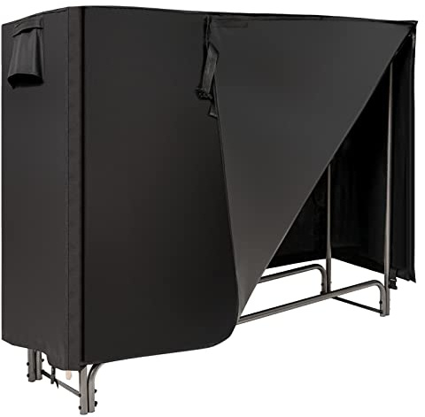 COSTWAY Porta Legna da Esterno 122,5CM/153CM/192CM/240CM, Portalegna con Copertura in PVC Impermeabile e Struttura Solida in Ferro per Camino, Cortile e Portico, Nero (153CM)