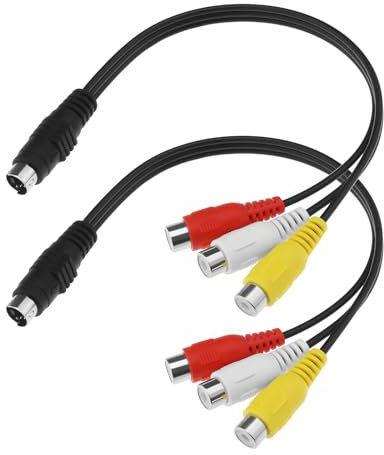 2pcs Câble Femelle S-vidéo vers 3 RCA AV 4 Broches pour Caméscope TV/HDTV Lecteur CD Magnétoscope DVR PVR Lecteur DVD Décodeur PC Portable TV 0.3m de Longueur