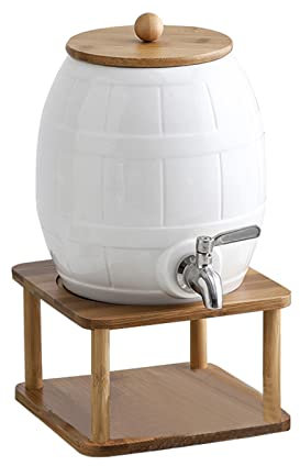 LTLWSH Cerámica Dispensador De Agua Con Grifo,Hervidor de agua fría conjunto de casa creativa sala de estar tetera resistente al calor de alta temperatura con grifo hervidor de agua fría,Kettle/shelf