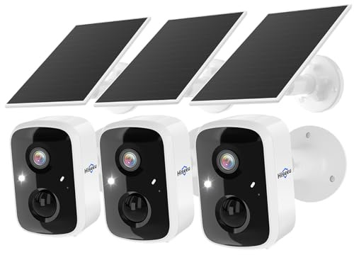 Hiseeu Solar Camera Security Outdoor, 3 Pack 100% Wireless 3K 4MP Surveillance Indoor WiFi Smart Cameras for Home Security Outside, PIR/AI Motion Detection, Waterproof, Color Night Vision, 2-Way Audio