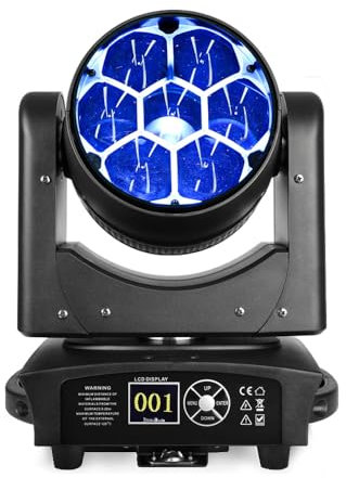 BETOPPER Cabeza Móvil 7x40W RGBW – Iluminación Beam/Wash/Zoom/CTO LED con Control DMX512 – Luz de Escenario Ideal para Discotecas, Fiestas y Clubes