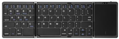 Tiardey Tri-Teclado inalámbrico Bluetooth Plegable portátil con Panel táctil para Dispositivo móvil Compatible con Tableta/teléfono móvil/PC