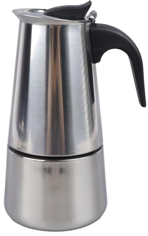 Haofy Stainless Steel Maker, 300ml 6 Cup Stainless Steel Moka Pot Induction Stovetop Italian Coffee Maker, 7.9 X 5.1 X 3.9in Silver