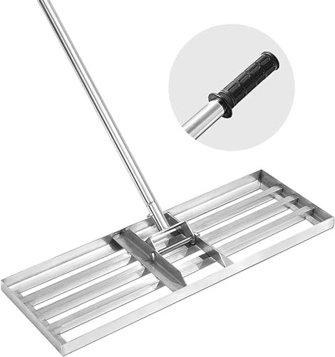 Manual Steel Lawn Levelling Rake Tool - Heavy Duty Lightweight Levelling Rake for Soil, Grass, Compost, Garden, Backyard, Golf Lawn - Adjustable 190cm Handle, 76cm x 25cm