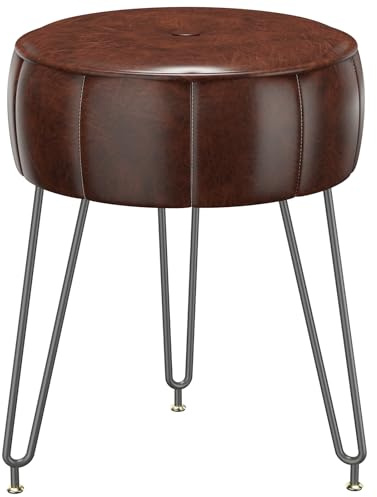 YMYNY Schminkhocker Stuhl, Hocker im Kürbisstil, Pouf Couch Hocker, Moderner Multifunktionaler Make-up-Hocker für Schlafzimmer, Wohnzimmer 32 x 32 x 44CM Braun HBD036Z