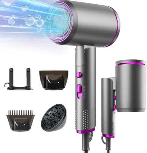 Haartrockner 2400W Ionen Föhn Schneller Thermostat-Reisefön mit Kalt-/Heißtaste 2 Geschwindigkeiten 3 Temperatureinstellungen und Diffusor, Konzentrator für Friseursalon, Reise und Zuhause