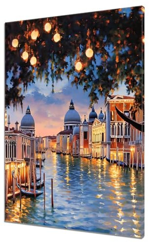 Malen Nach Zahlen Venedig, DIY Malen nach Zahlen Stadt für Anfänger und Erwachsene, Bastelset Erwachsene Paint by Numbers Ölgemälde mit 3 Pinsel, Acrylfarbe für Home Wanddeko (Ohne Rahmen) 30x40cm O-4