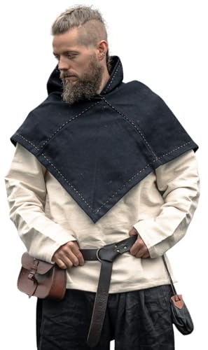 Leonardo Carbone® Unisex Skjoldehamn Wikinger Gugel Halfdan - Gugel Mittelalter Kleidung Herren & Damen, Mittelalter Kopfbedeckung, Hobbit Kostüm, LARP, Wikinger, Cosplay, Halloween, Karneval