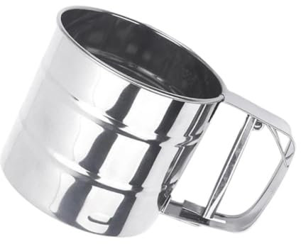 PHENOFICE 1stück Edelstahl Mehlsiebbecher Handpress-sieb Für Feines Und Grobes Mehl Für Kuchen Und Backwaren Rostfreies Material Effizientes Handling Einfach Zu Bedienen