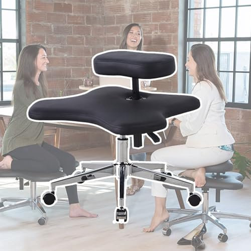 Kniestuhl Kunstleder Kniender Bürostuhl Höhenverstellbar, Ergonomischer Kniestuhl Rollbarer ADHS-Schreibtischstuhl für Erwachsene, Meditationssitzhocker